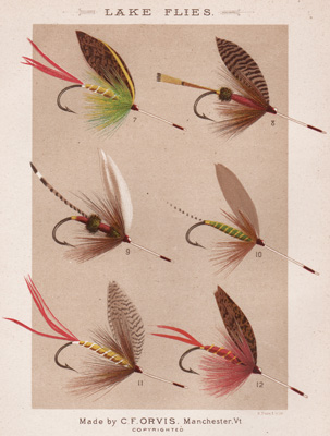 ANTIQUE PRINT OF FISHING FLIES FROM 1885